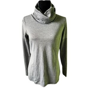 Danskin Now Womens Gray Turtleneck Athletic Long Sleeve Top Small